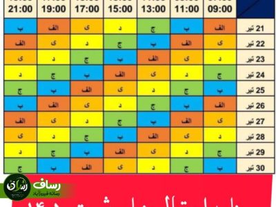 برنامه احتمالی قطعی برق تیرماه